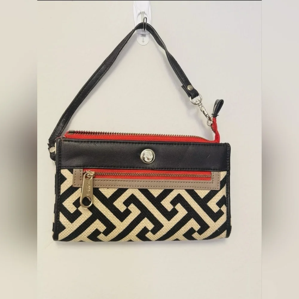 SPARTINA Daufuskie Island Wristlet, Black Tan Geometric Design